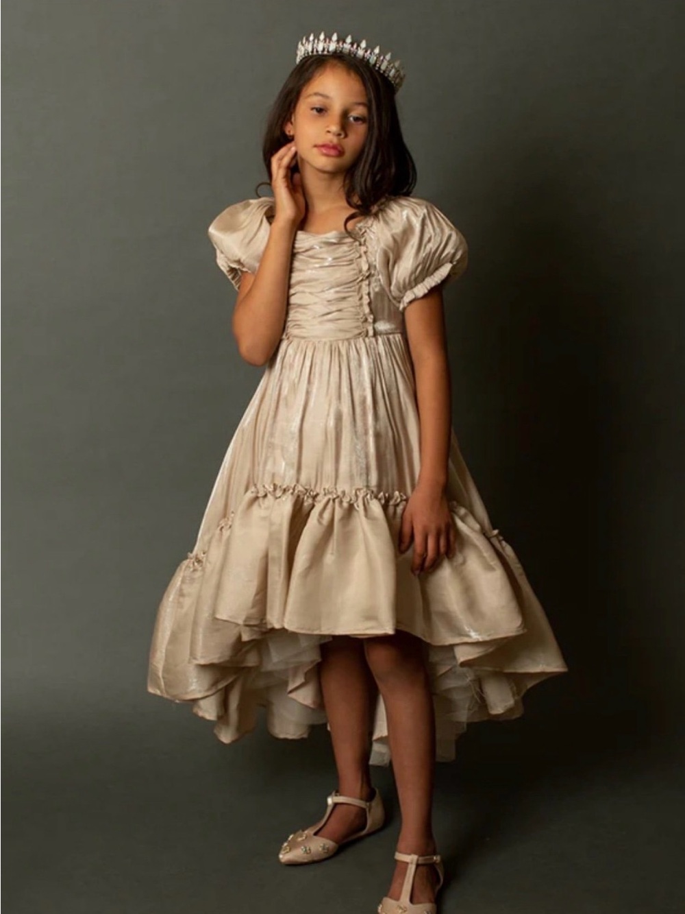Joyfolie Champagne Satin Party Dress